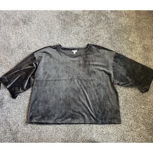 Pure Jill J. Jill Gray Velvet Kimono Sleeve Top Large Velour Soft Lagenlook NWT